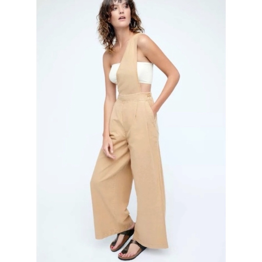 Free People one shoulder tan overall